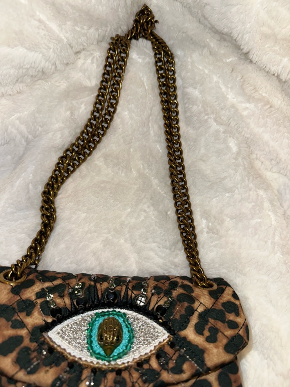 Kurt Geiger Leopard Print Mini Shoulder Bag with Embellished Eye - Picture 6 of 16